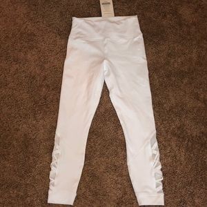 White fabletic leggings